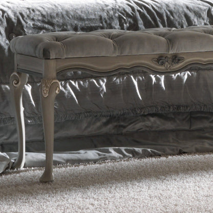 Designer Italian Button Upholstered Bedroom Bench