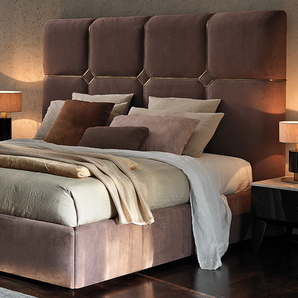 Designer Italian Nubuck Leather Upholstered Luxury Bed