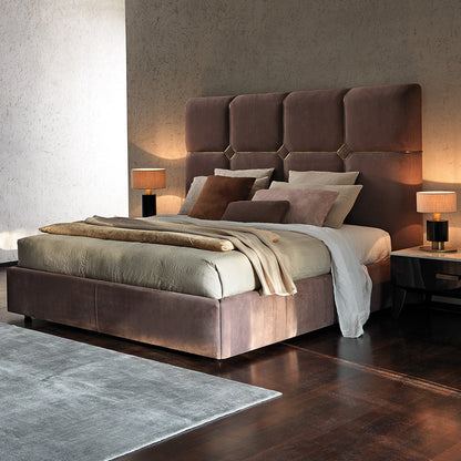 Designer Italian Nubuck Leather Upholstered Luxury Bed