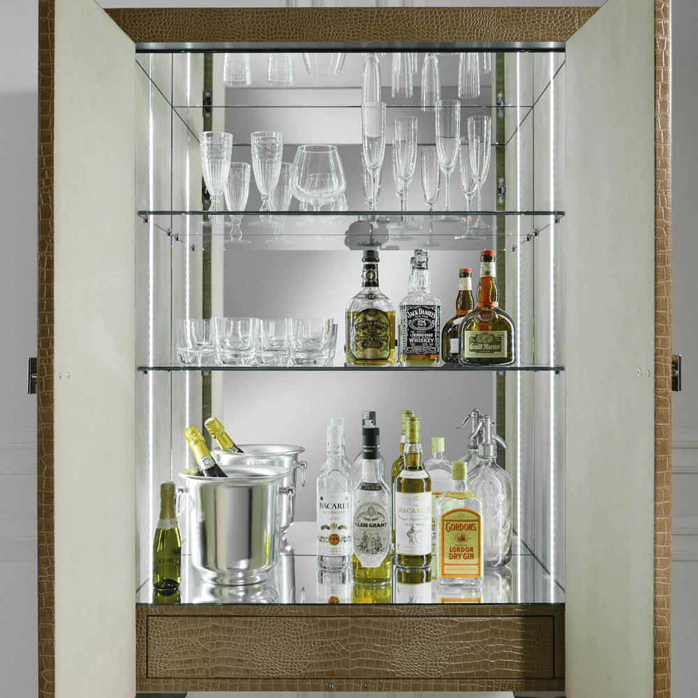 Designer Leather Cocktail Bar Cabinet