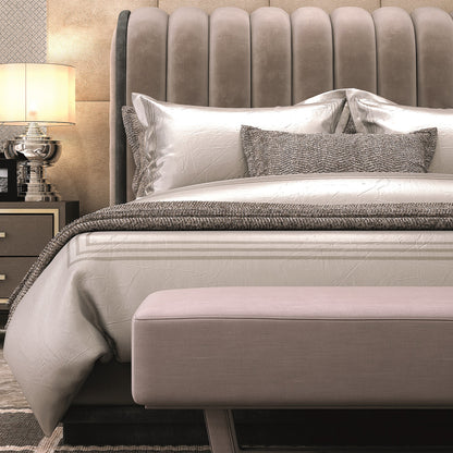 Designer Ribbed Upholstered Bed