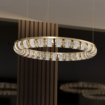 Designer Crystal 24 Carat Gold Plated Circular Chandelier