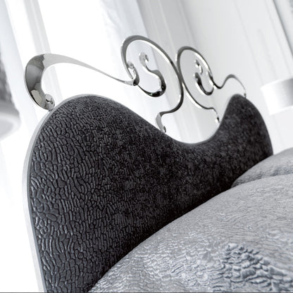 Designer Upholstered Silver Swirls Bed