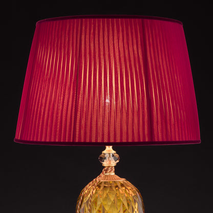Diamond Faceted Amber Glass Table Lamp