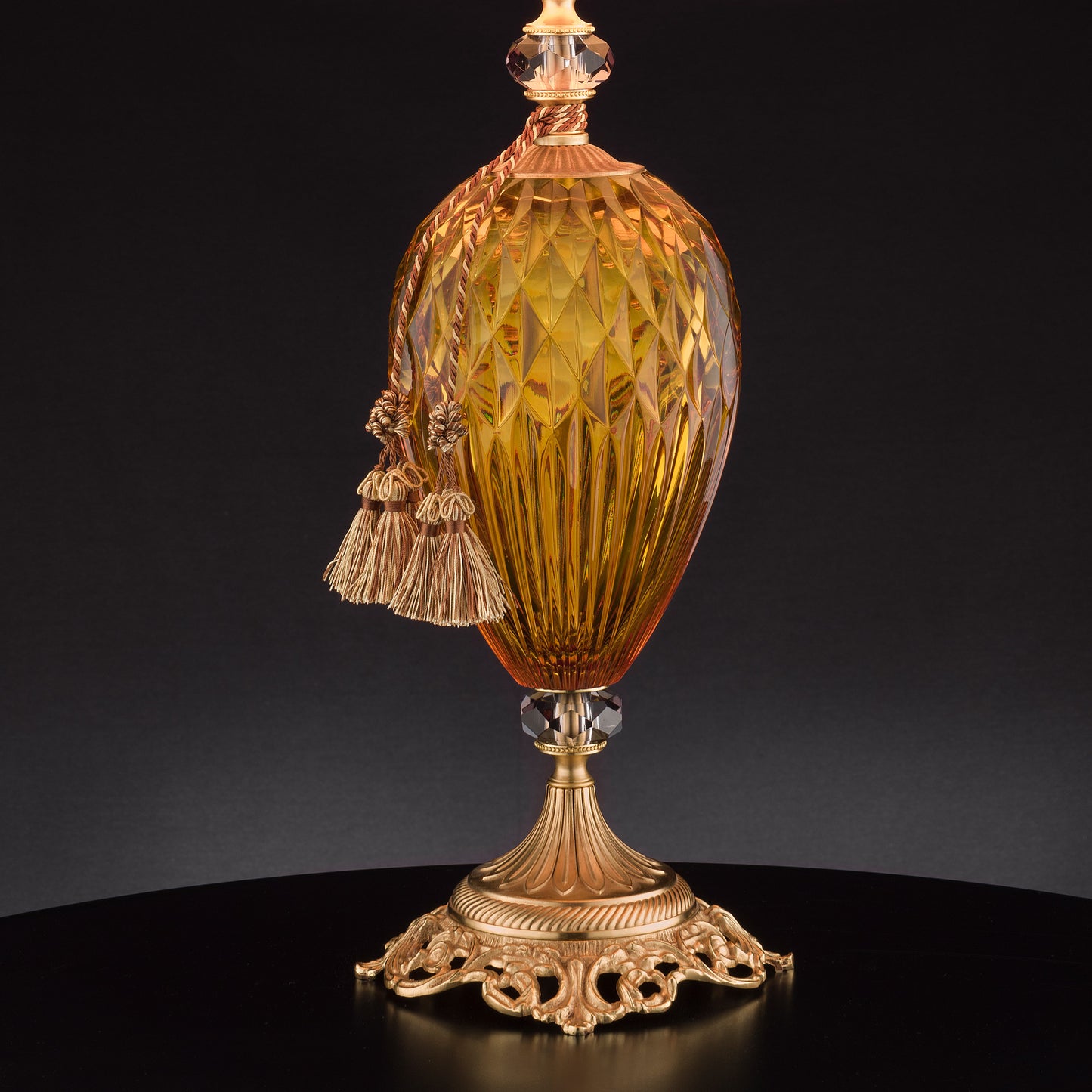 Diamond Faceted Amber Glass Table Lamp