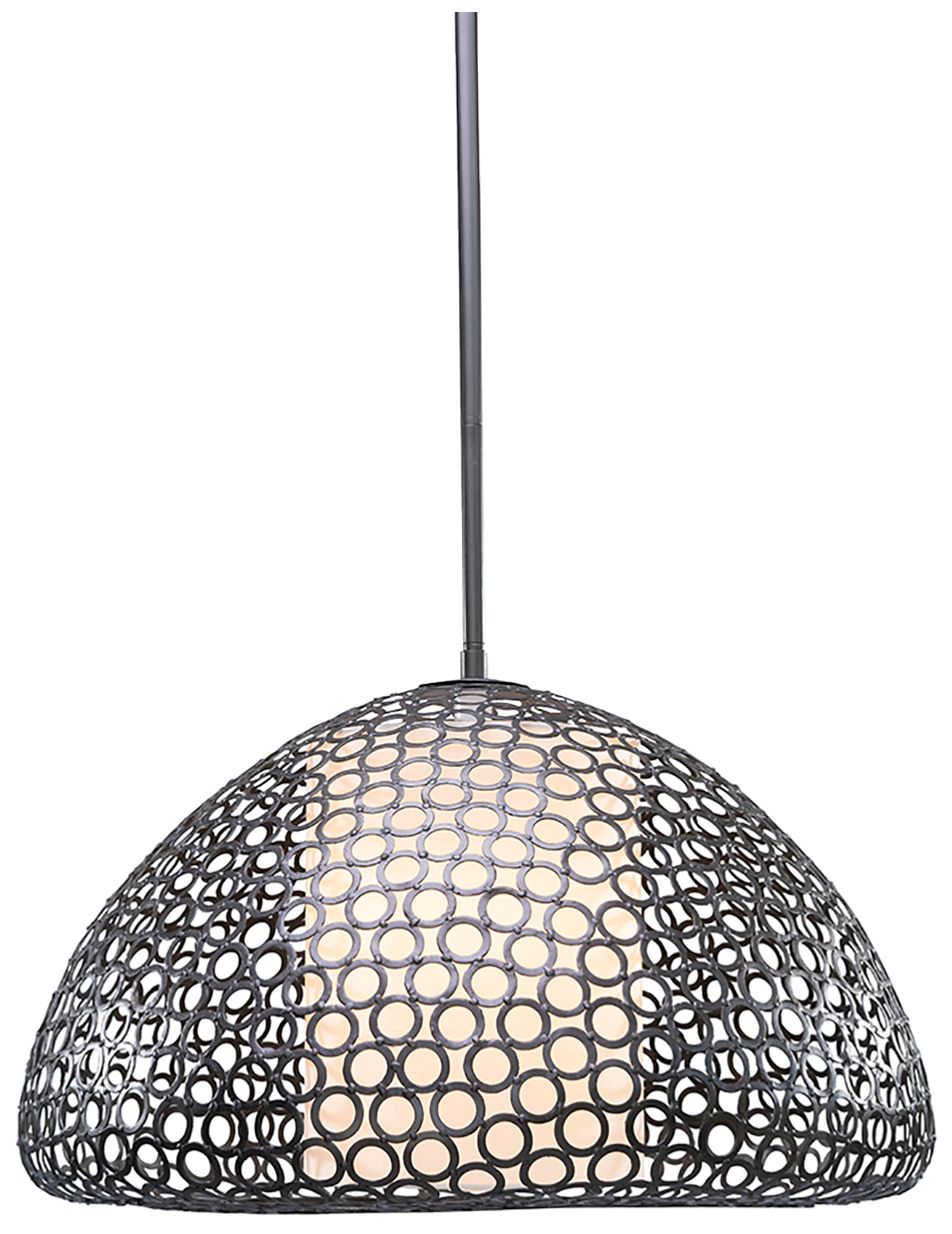 Dilston 24" Wide 3 Light Cream Linen And Bronze Dome Pendant