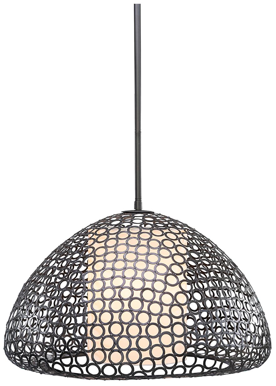 Dilston 24" Wide 3 Light Cream Linen And Bronze Dome Pendant