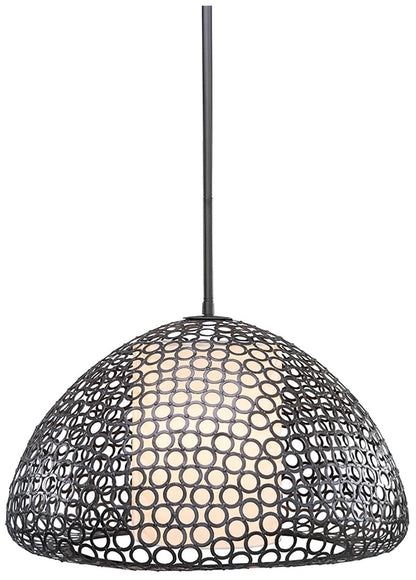 Dilston 24" Wide 3 Light Cream Linen And Bronze Dome Pendant