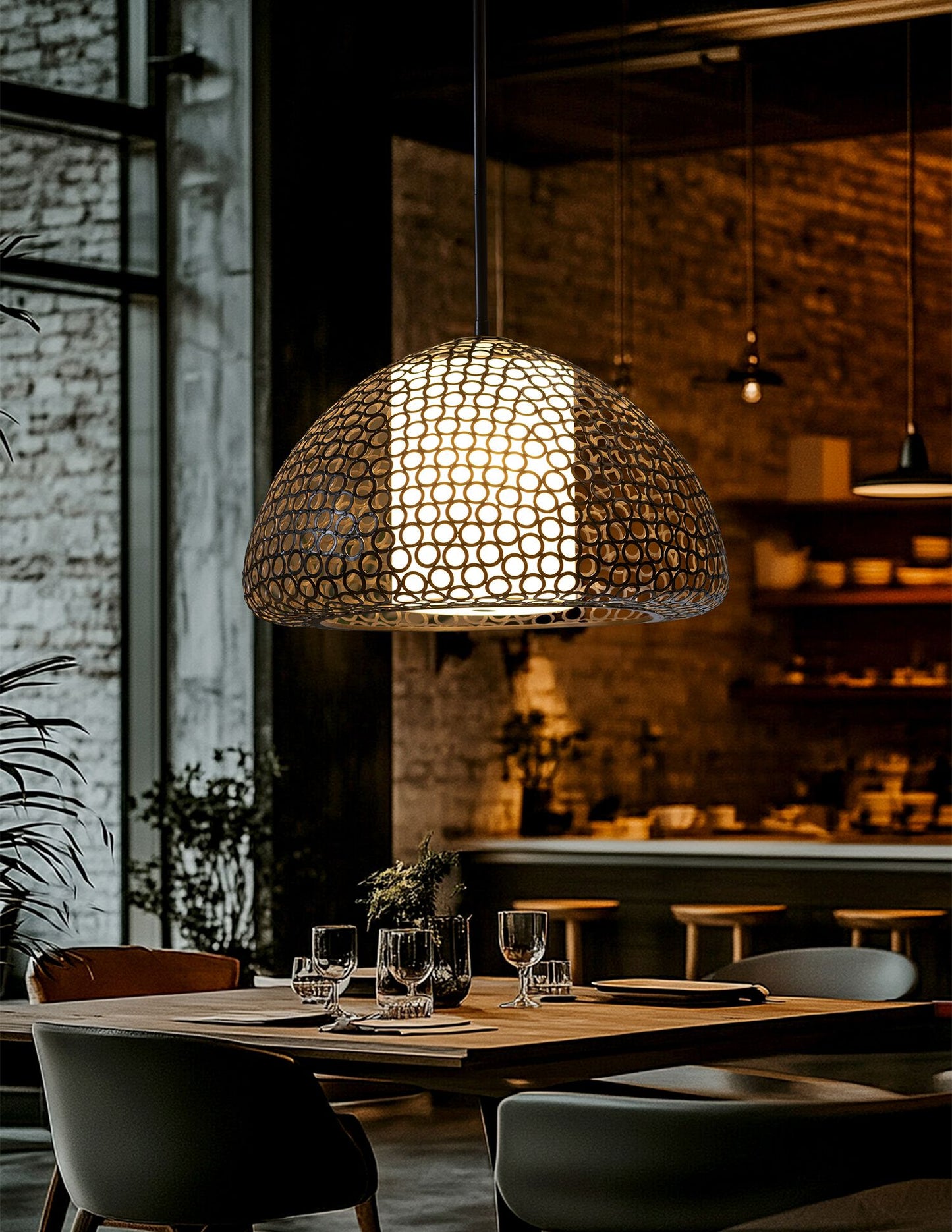 Dilston 24" Wide 3 Light Cream Linen And Bronze Dome Pendant