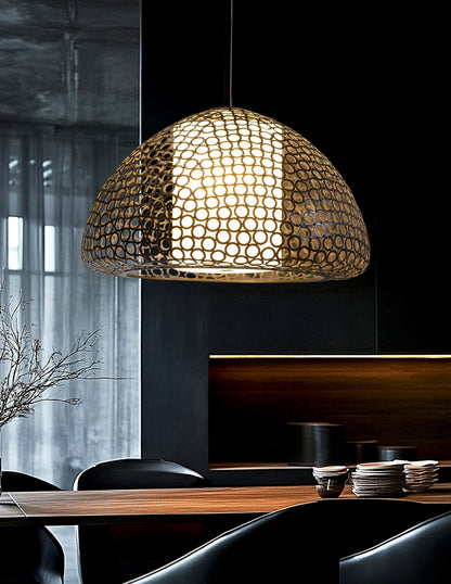 Dilston 24" Wide 3 Light Cream Linen And Bronze Dome Pendant