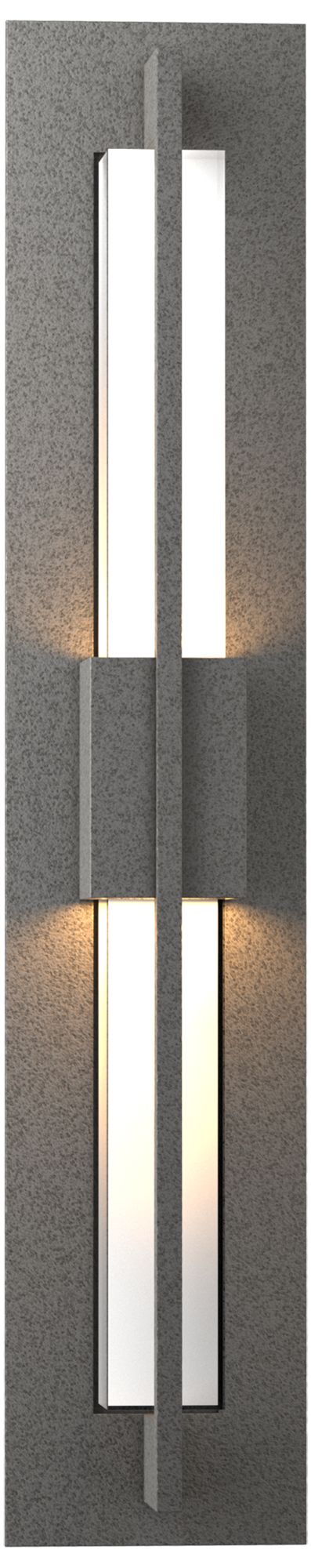 Double Axis Small LED Outdoor Sconce - Iron Finish - Clear Glass