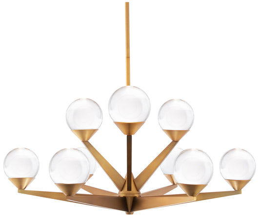 Double Bubble 12.25"H x 23.88"W 9-Light Chandelier in Aged Brass