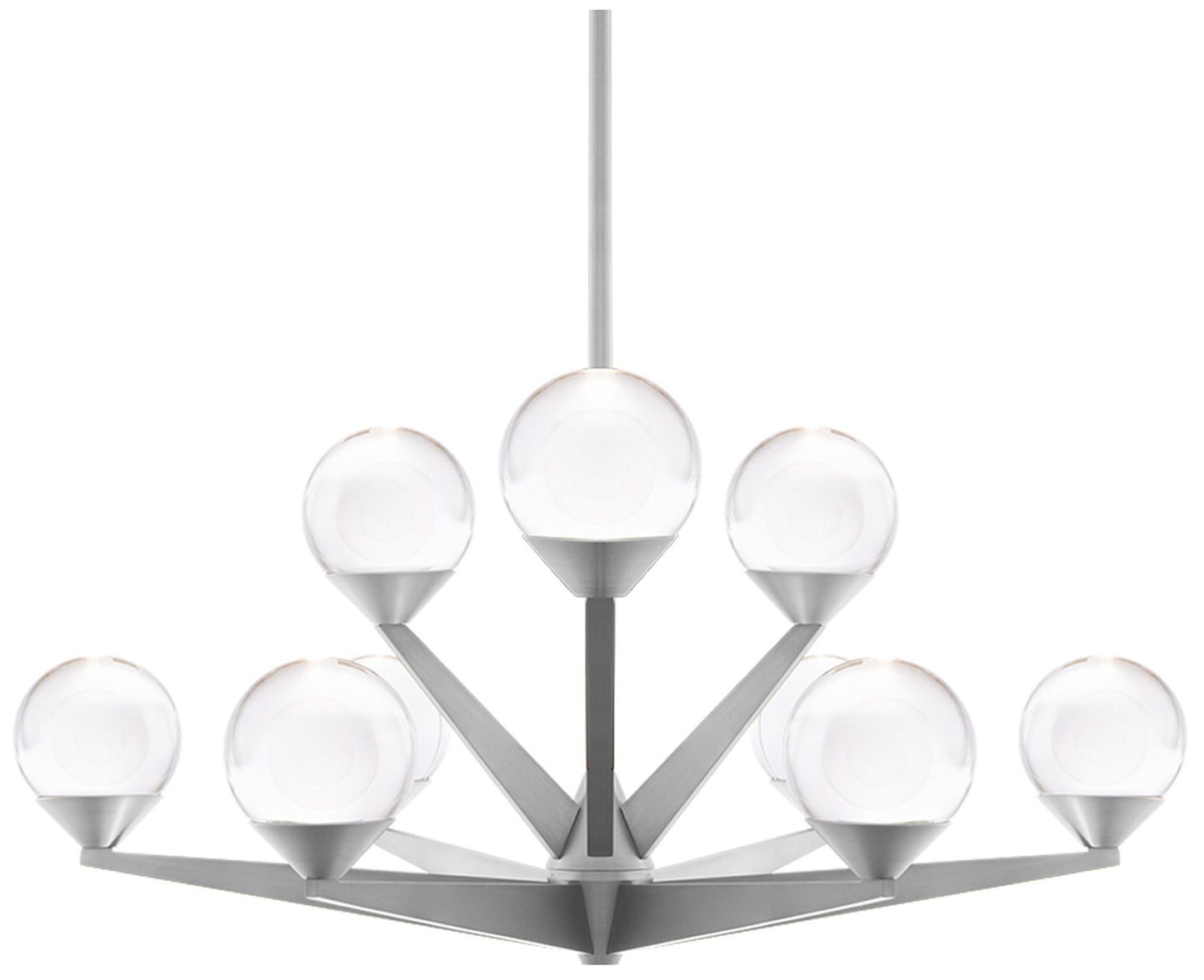 Double Bubble 12.25"H x 23.88"W 9-Light Chandelier in Satin Nicke