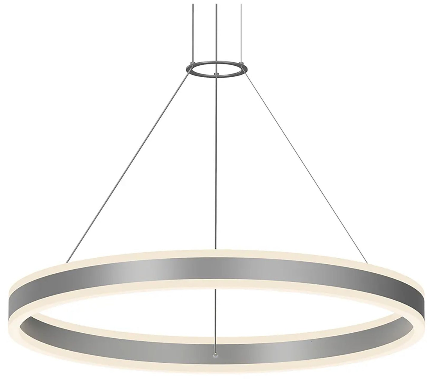 Double Corona 31.25" Wide 2-Light Bright Satin Aluminum LED Pendant