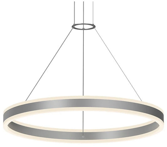 Double Corona 31.25" Wide 2-Light Bright Satin Aluminum LED Pendant