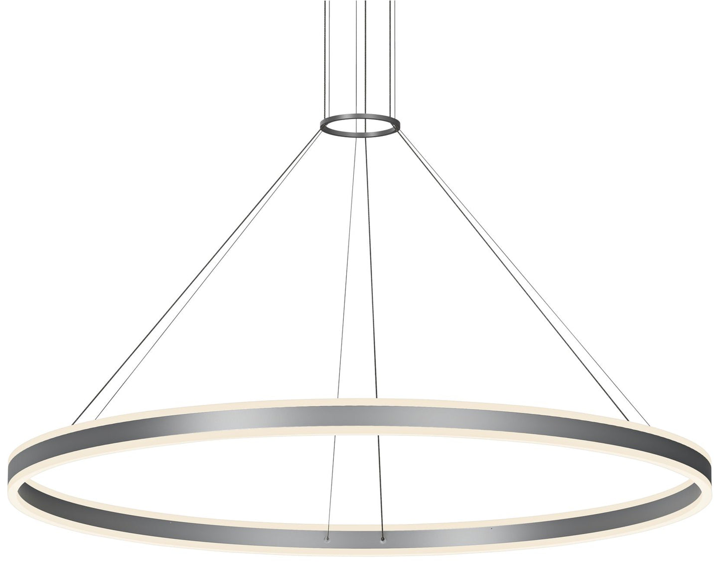 Double Corona 59" Wide Satin Aluminum 2-Light LED Pendant