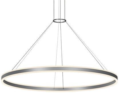 Double Corona 59" Wide Satin Aluminum 2-Light LED Pendant