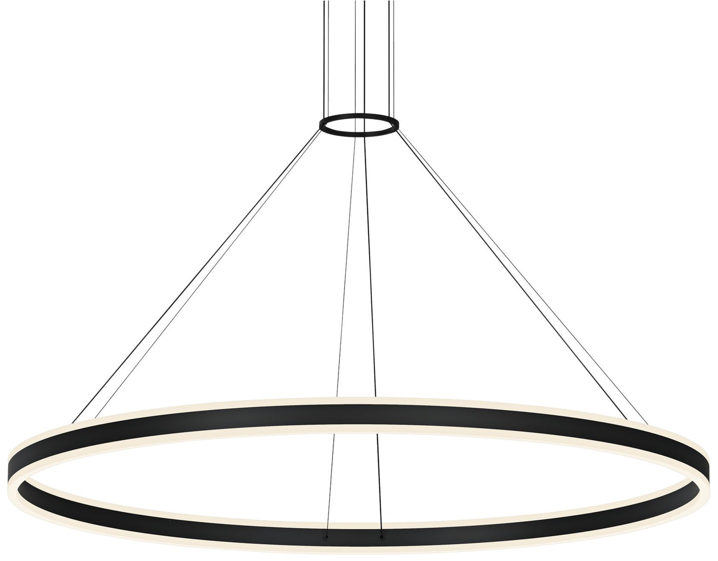 Double Corona 60" Wide Satin Black 2-Light LED Pendant