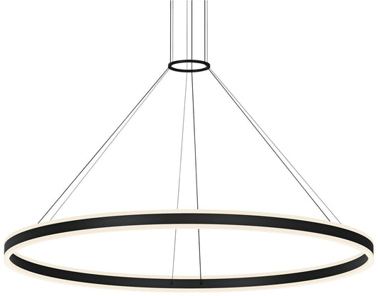 Double Corona 60" Wide Satin Black 2-Light LED Pendant