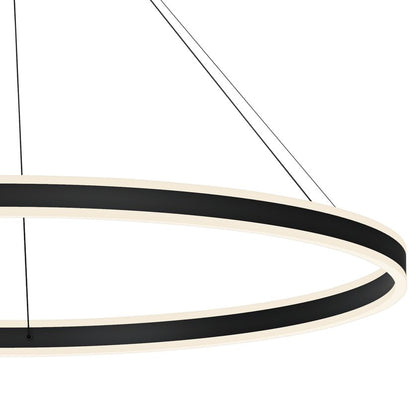 Double Corona 60" Wide Satin Black 2-Light LED Pendant