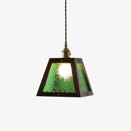 Green Patterned Glass Pendant Light
