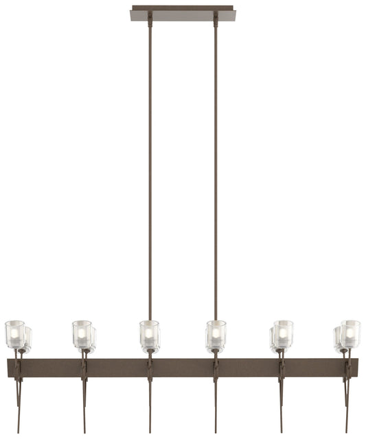 Echo 48" Wide 12-Light Bronze Linear Pendant With Cast Glass Shade