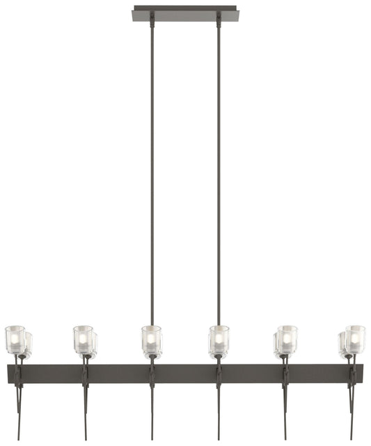 Echo 48" Wide 12-Light Dark Smoke Linear Pendant With Cast Glass Shade