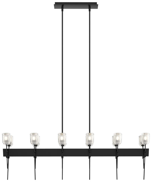 Echo 48" Wide 12-Light Ink Linear Pendant With Cast Glass Shade