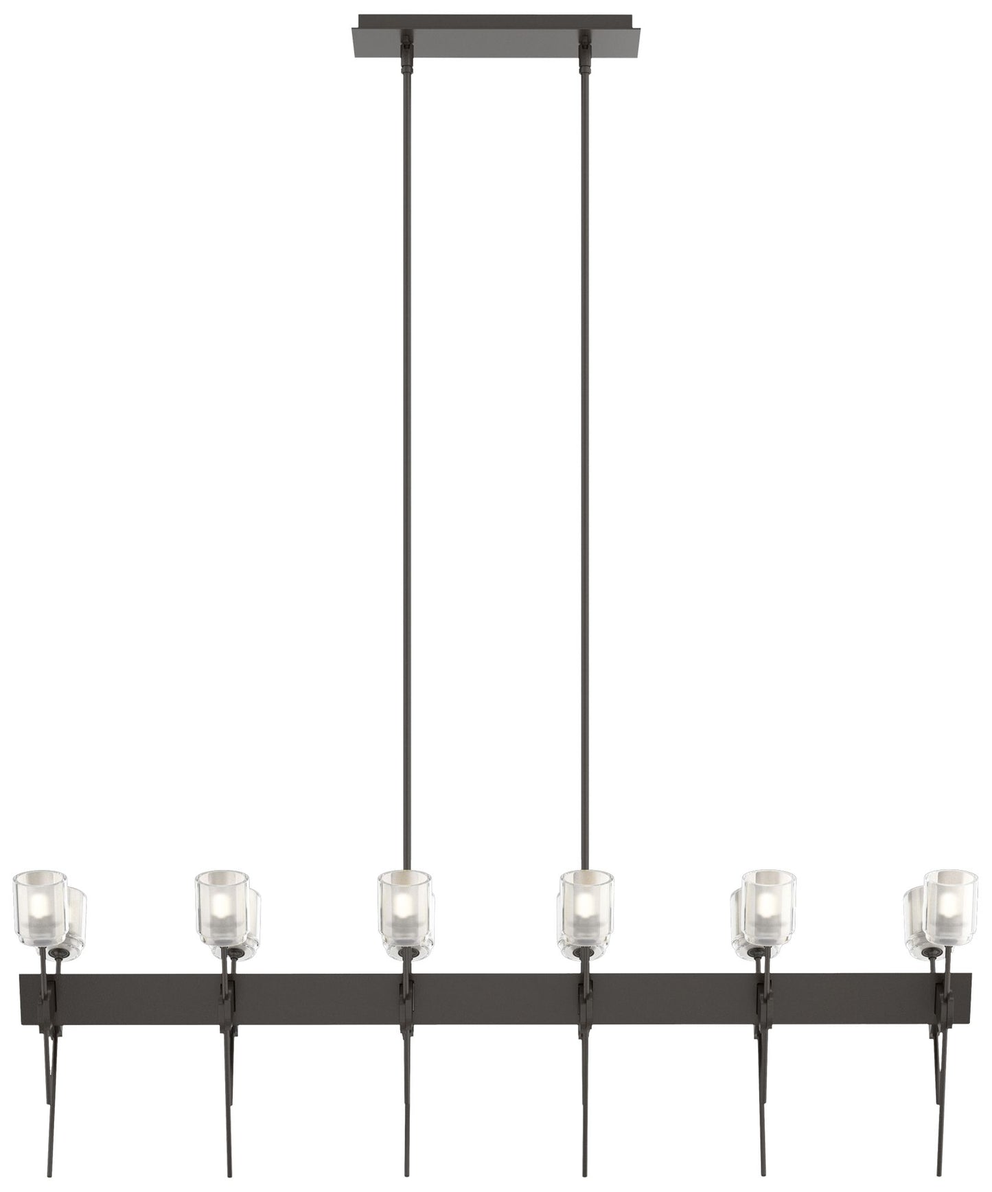 Echo 48" Wide 12-Light Oil Rubbed Bronze Linear Pendant w/ Cast Glass