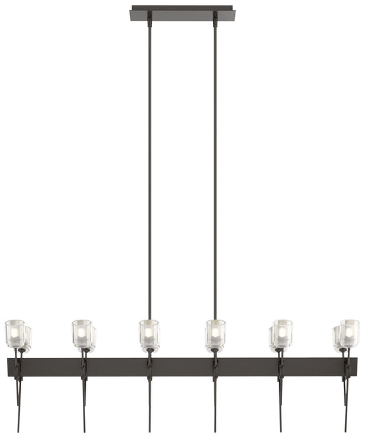 Echo 48" Wide 12-Light Oil Rubbed Bronze Linear Pendant w/ Cast Glass