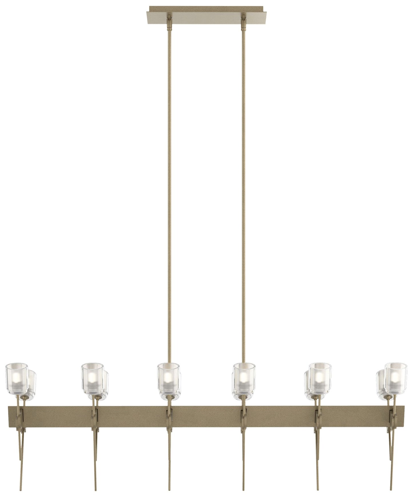 Echo 48" Wide 12-Light Soft Gold Linear Pendant With Cast Glass Shade