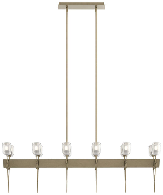 Echo 48" Wide 12-Light Soft Gold Linear Pendant With Cast Glass Shade