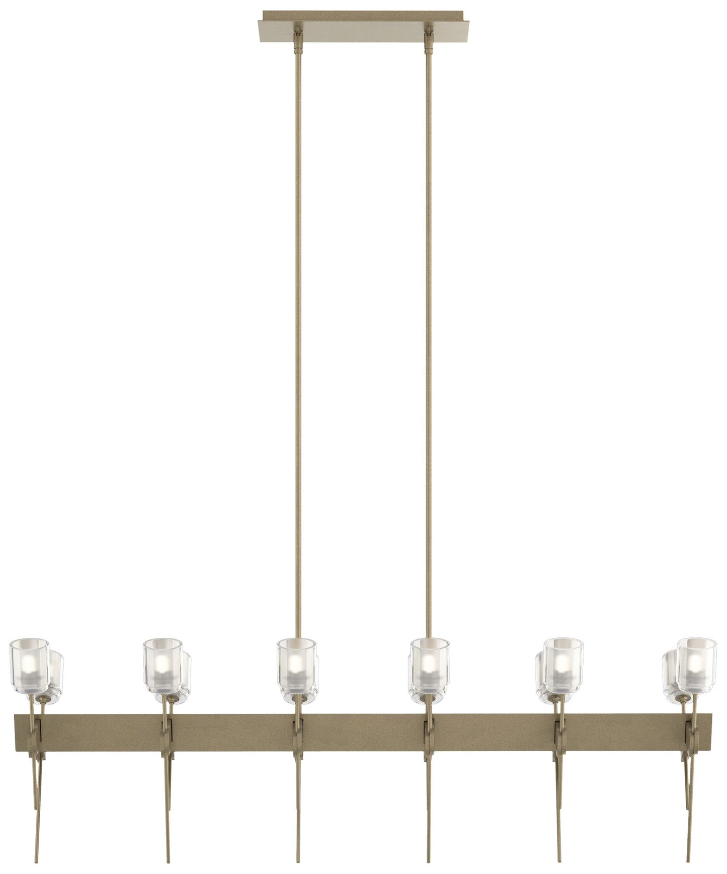 Echo 48" Wide 12-Light Soft Gold Linear Pendant With Cast Glass Shade