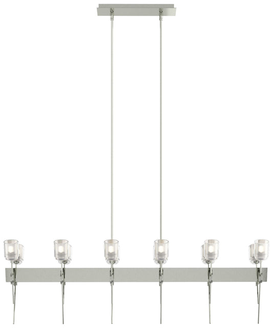 Echo 48" Wide 12-Light Sterling Linear Pendant With Cast Glass Shade