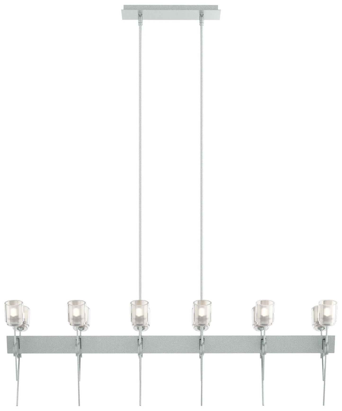 Echo 48" Wide 12-Light Vintage Platinum Linear Pendant w/ Cast Glass S