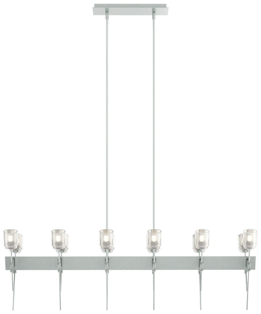 Echo 48" Wide 12-Light Vintage Platinum Linear Pendant w/ Cast Glass S