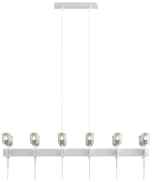 Echo 48" Wide 12-Light White Linear Pendant With Cast Glass Shade