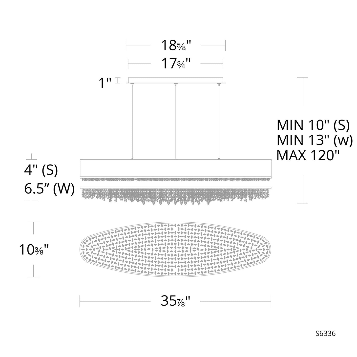 Eclyptix LED 4.5"H x 35.9"W 1-Lt Linear Pendant in Pol Stainless