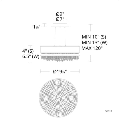 Eclyptix LED 6.5"H x 19.4"W 1-Light Crystal Pendant in Pol Stainl