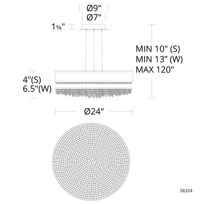 Eclyptix LED 6.5"H x 24"W 1-Light Crystal Pendant in Pol Stainles