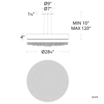 Eclyptix LED 6.5"H x 28.8"W 1-Light Crystal Pendant in Pol Stainl