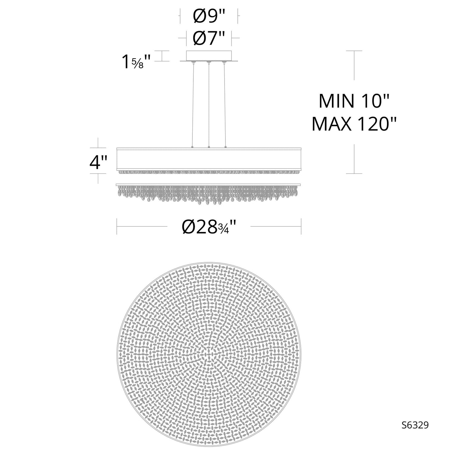 Eclyptix LED 6.5"H x 28.8"W 1-Light Crystal Pendant in Pol Stainl