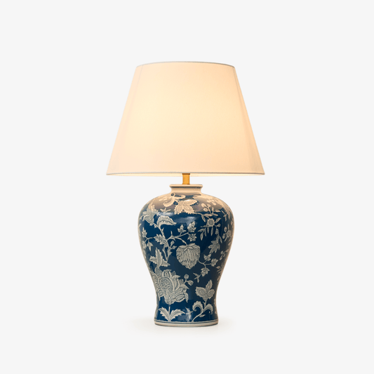 Indigo Floral Vine Ceramic Table Lamp