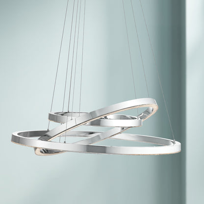 Elan Opus 31 1/2" Wide Chrome 3-Ring LED Pendant Light