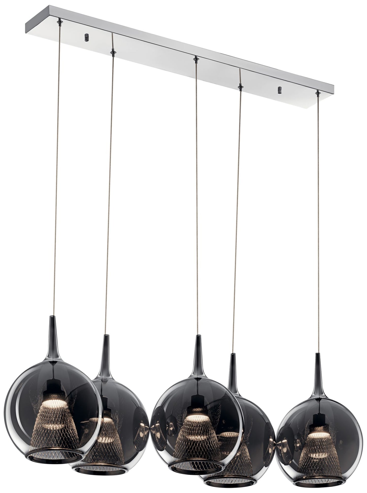 Elan Zin 42" Wide Polished Nickel LED Multi Light Pendant