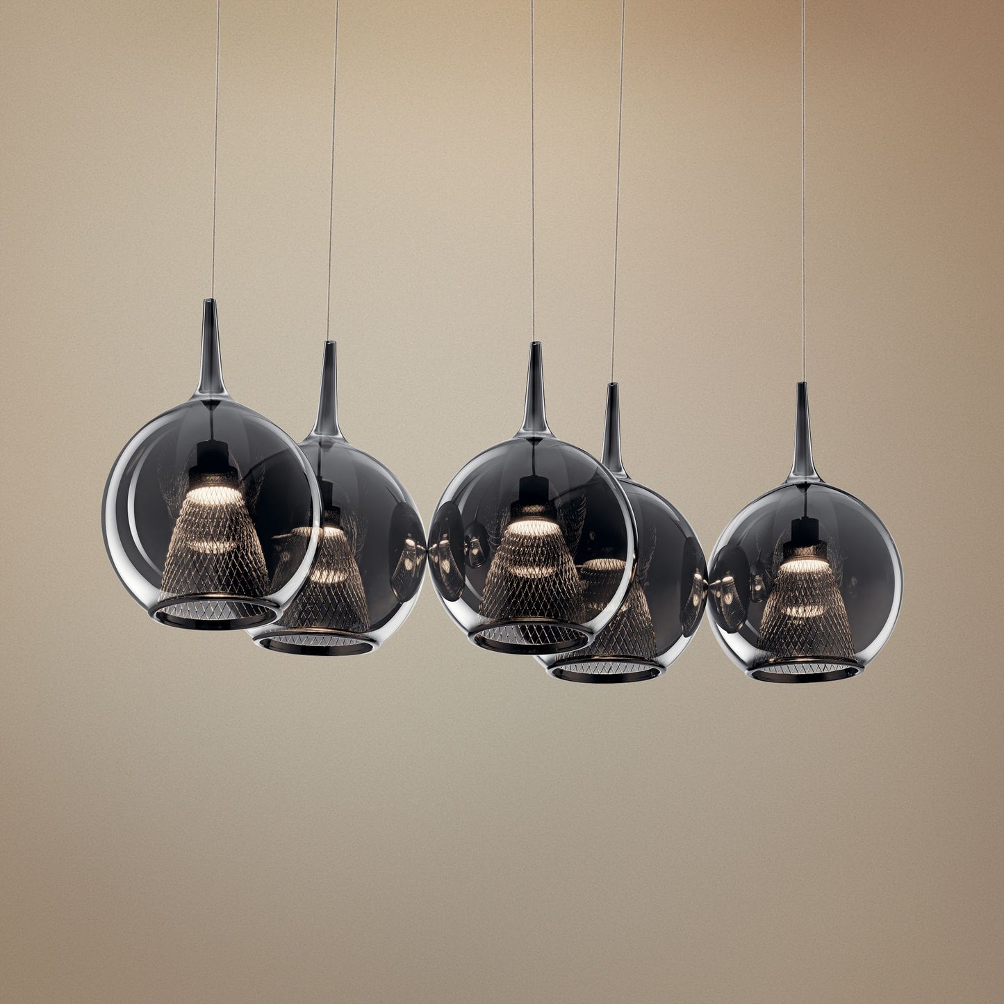 Elan Zin 42" Wide Polished Nickel LED Multi Light Pendant