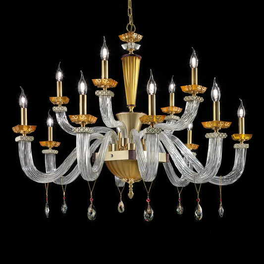 Elegant Amber Glass Chandelier