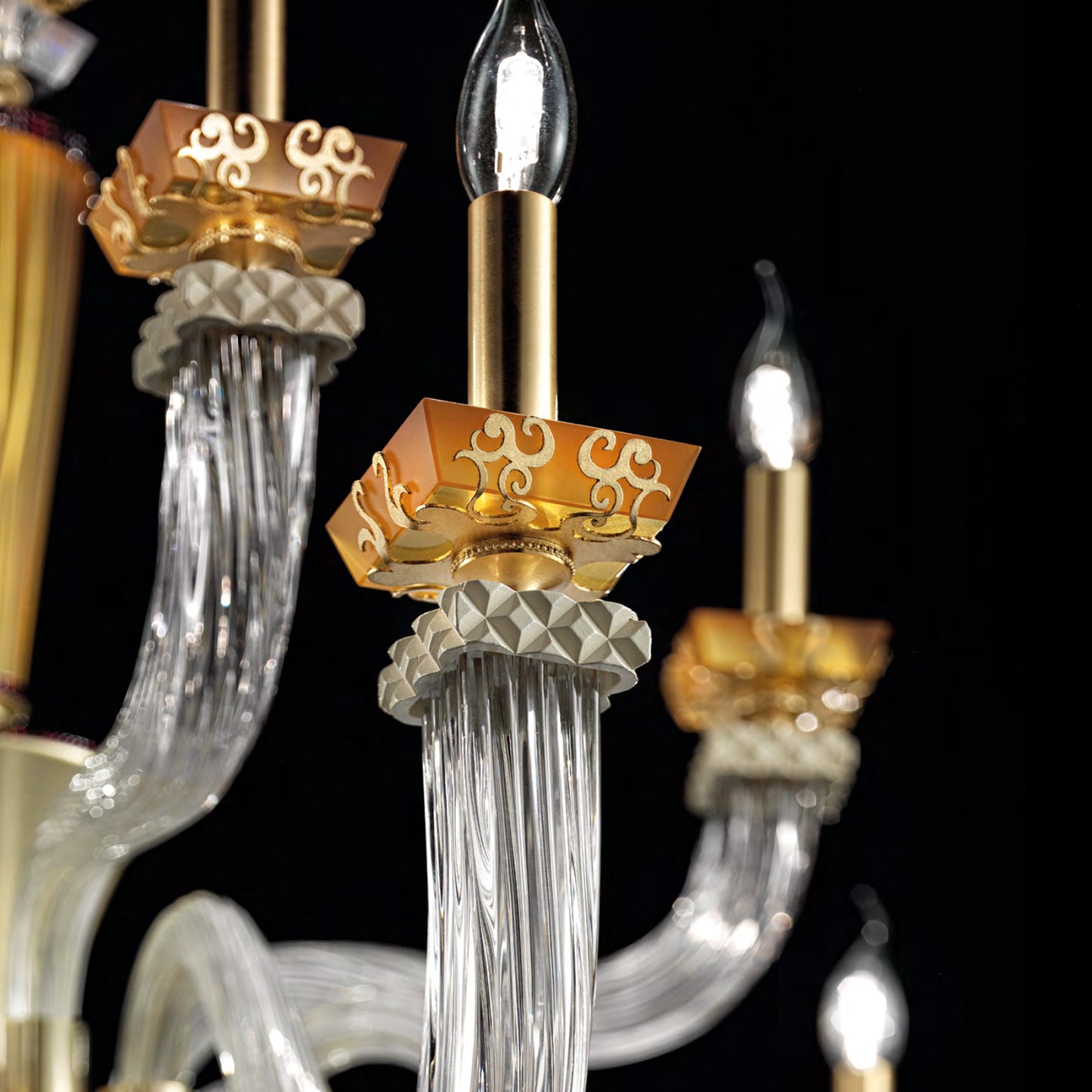 Elegant Amber Glass Chandelier