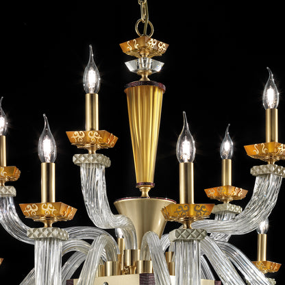 Elegant Amber Glass Chandelier