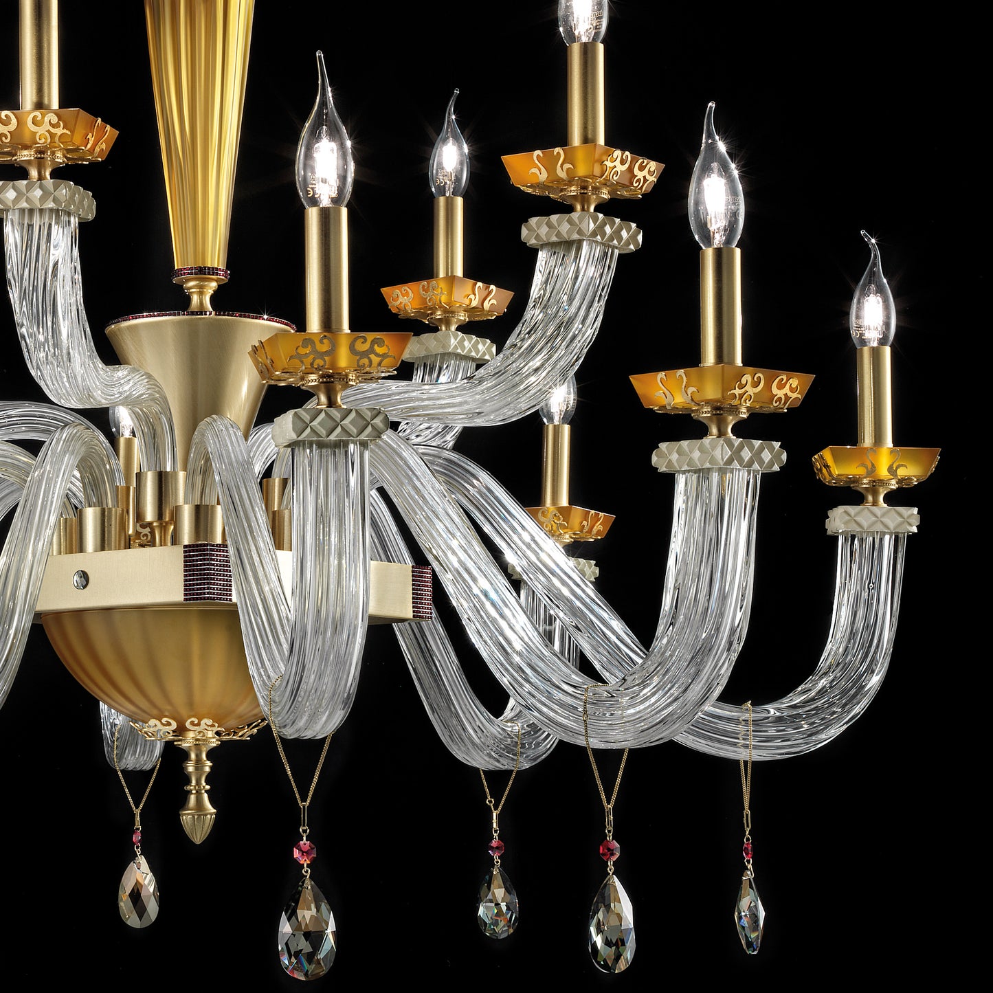 Elegant Amber Glass Chandelier